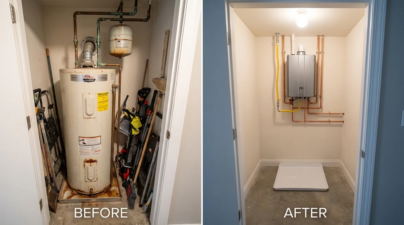 Tank water heater versus wall-mounted tankless unit comparison for Allendale, MI homeowners